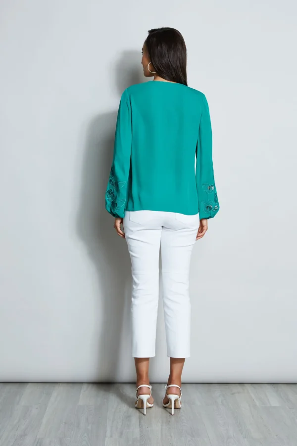 Elie Tahari Tops & Sweaters-Embroidered Long Sleeve Shirt