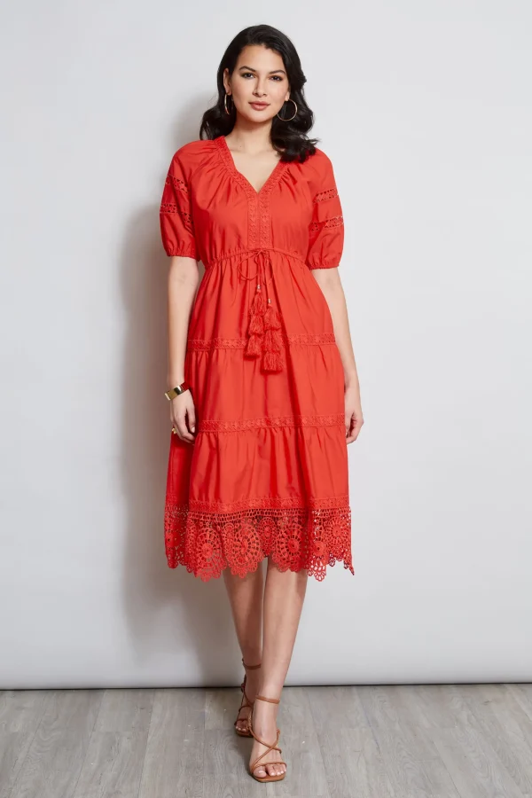 Elie Tahari Dresses & Jumpsuits | Short Sleeve Dresses-Embroidered Short Sleeve Dress