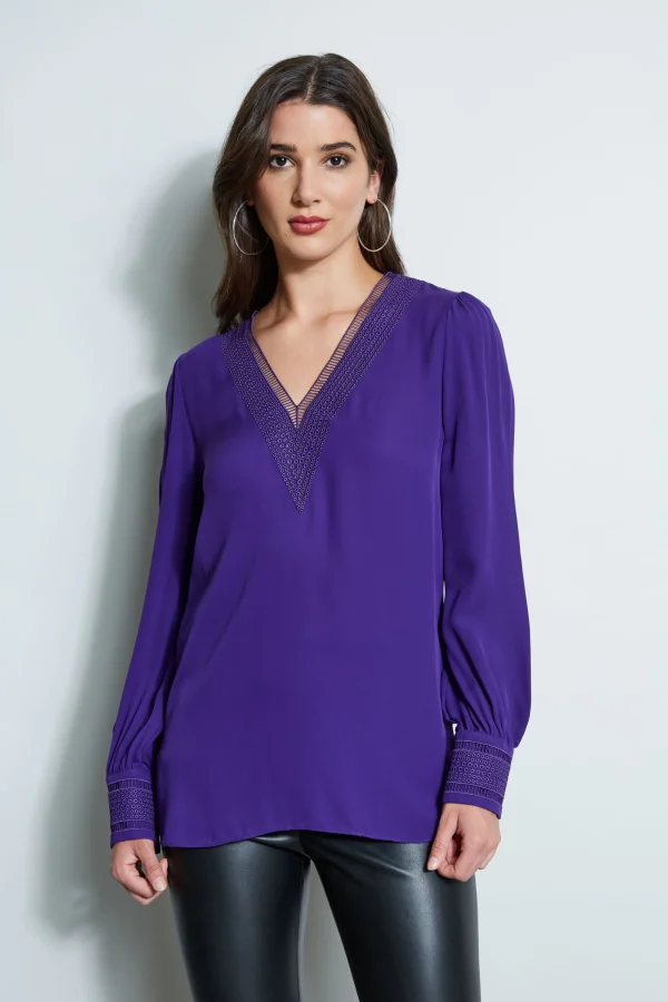 Elie Tahari Tops & Sweaters-Embroidered Silk Shirt