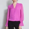 Elie Tahari Tops & Sweaters-Embroidered Sleeve Blouson Shirt