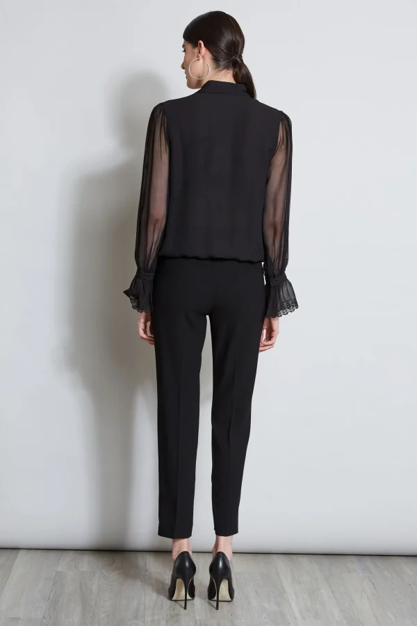 Elie Tahari Tops & Sweaters-Embroidered Sleeve Blouson Shirt