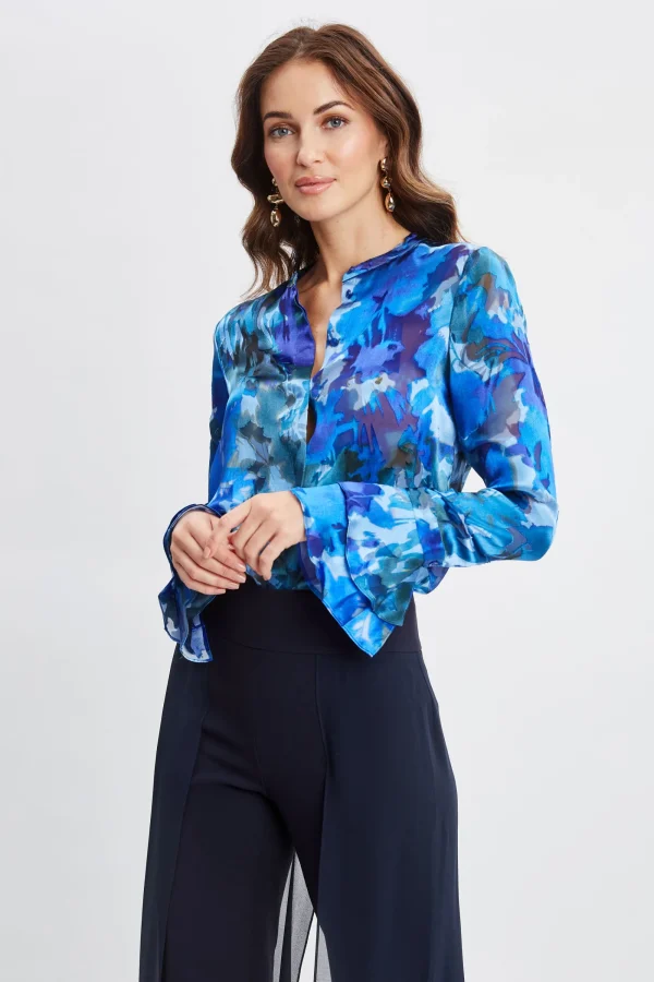 Elie Tahari Tops & Sweaters-Etched Garden Printed Shirt