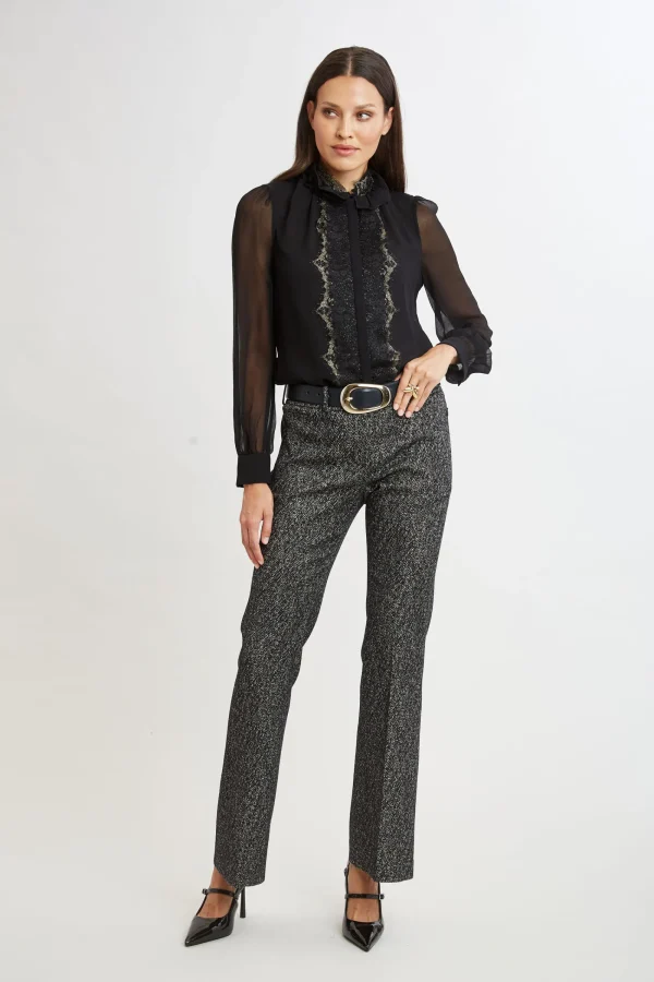 Elie Tahari Bottoms | Suiting-Fit & Flare Metallic Tweed Pant