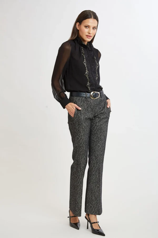 Elie Tahari Bottoms | Suiting-Fit & Flare Metallic Tweed Pant