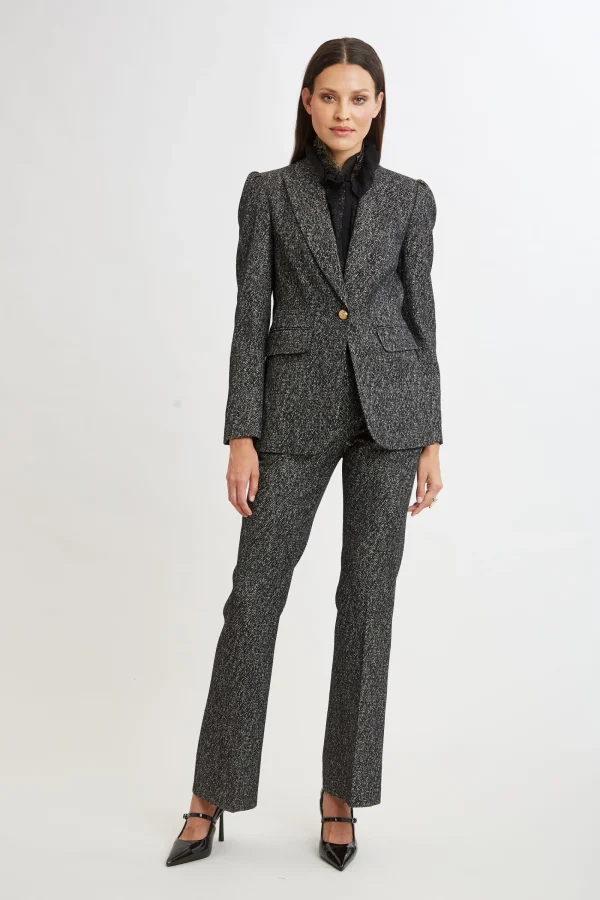 Elie Tahari Bottoms | Suiting-Fit & Flare Metallic Tweed Pant