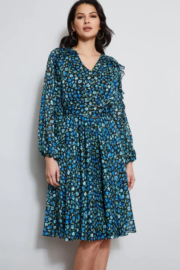 Elie Tahari Dresses & Jumpsuits | Long Sleeve Dresses-Floral Long Sleeve Belted Dress