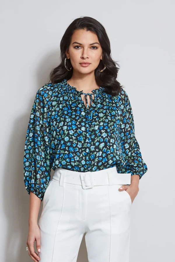 Elie Tahari Tops & Sweaters-Floral Neck Tie Shirt