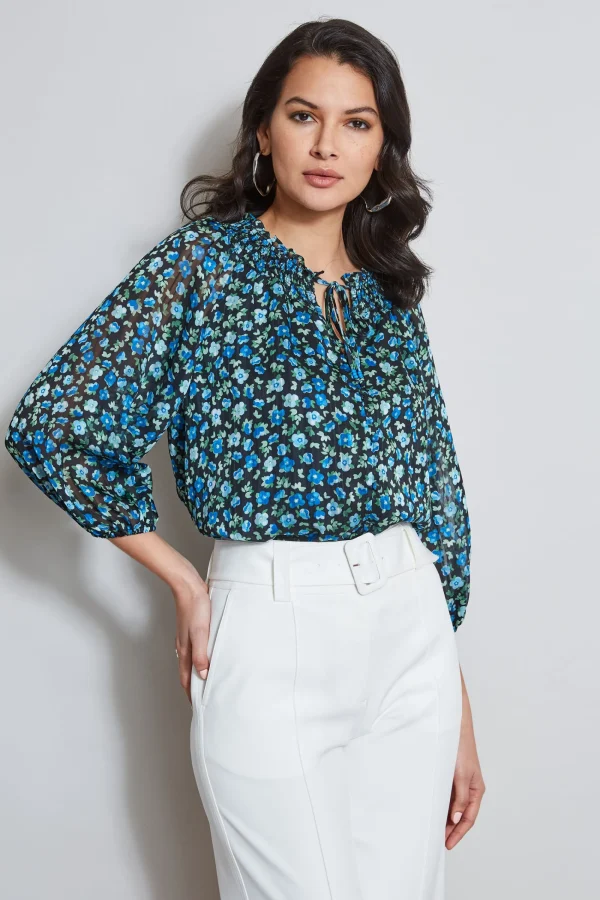 Elie Tahari Tops & Sweaters-Floral Neck Tie Shirt