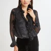 Elie Tahari Tops & Sweaters-Floral Satin Burnout Blouson Shirt