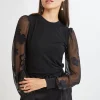 Elie Tahari Tops & Sweaters-Floral Satin Burnout Combo Knit