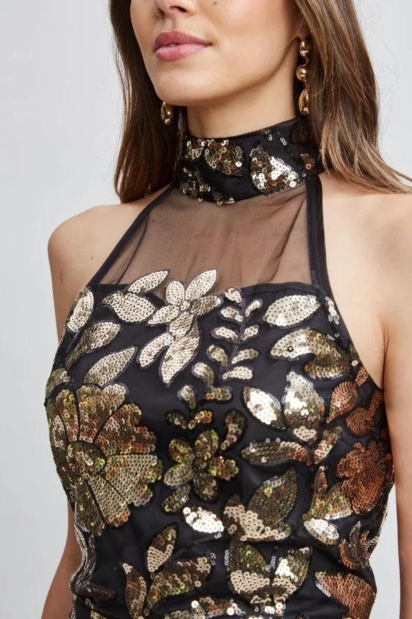 Elie Tahari Tops & Sweaters-Floral Sequin Halter Top