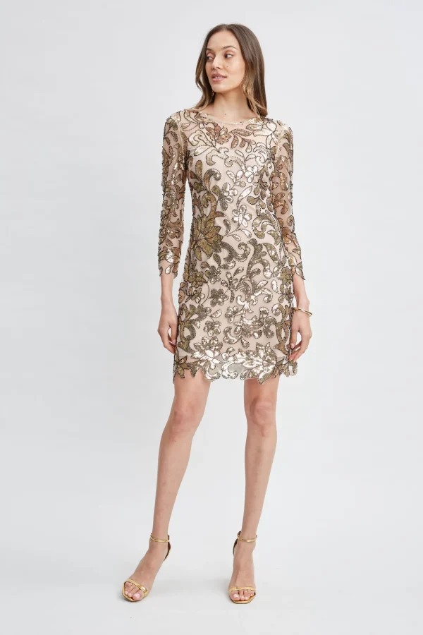 Elie Tahari Dresses & Jumpsuits-Floral Sequin Long Sleeve Dress