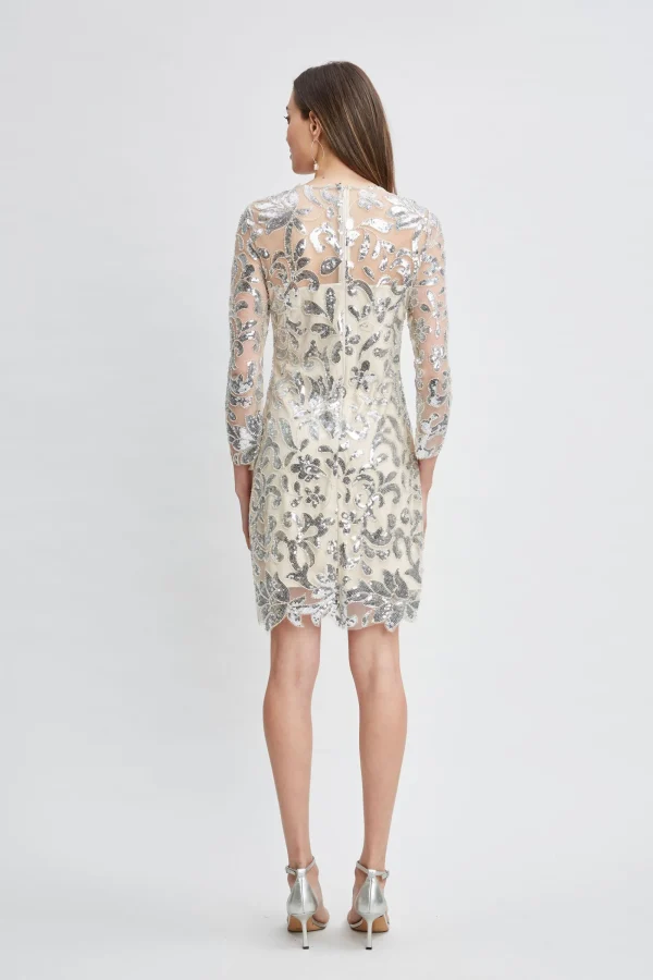 Elie Tahari Dresses & Jumpsuits-Floral Sequin Long Sleeve Dress