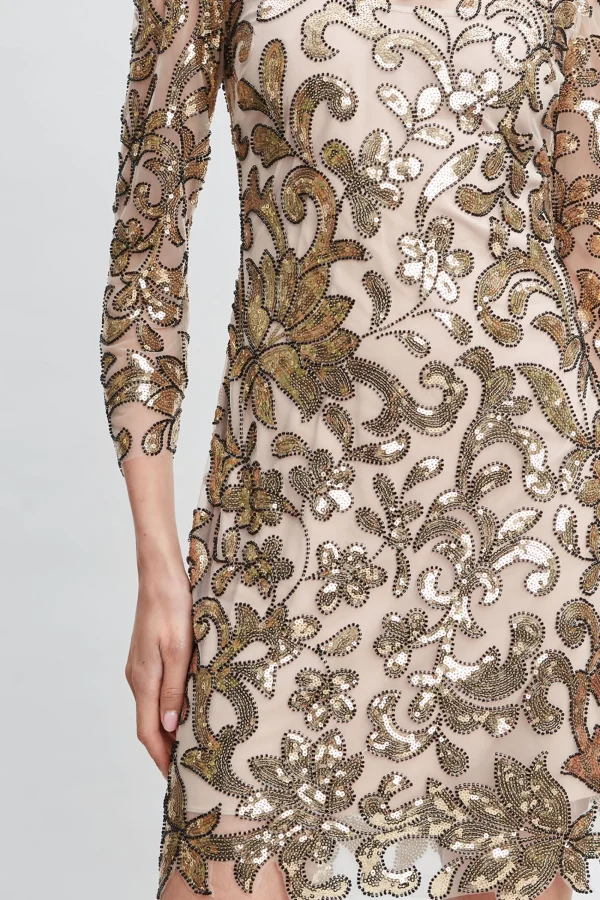 Elie Tahari Dresses & Jumpsuits-Floral Sequin Long Sleeve Dress