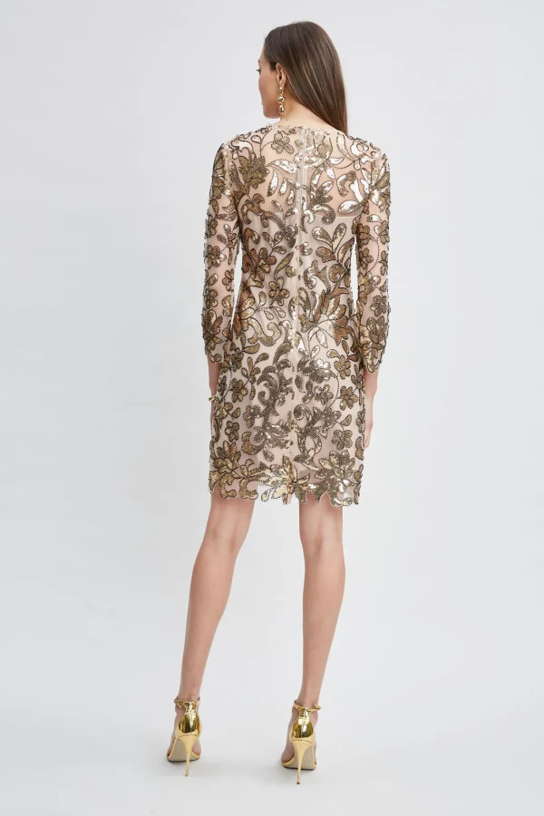 Elie Tahari Dresses & Jumpsuits-Floral Sequin Long Sleeve Dress