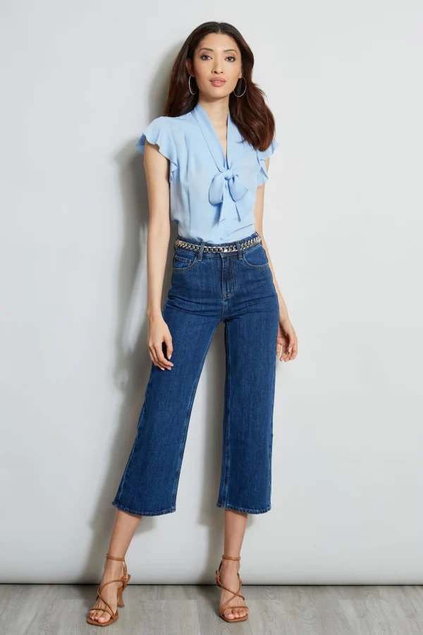 Elie Tahari Tops & Sweaters-Flutter Sleeve Tie Shirt