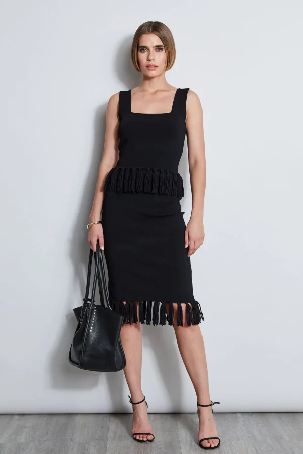 Elie Tahari Bottoms-Fringe Hem Knit Skirt