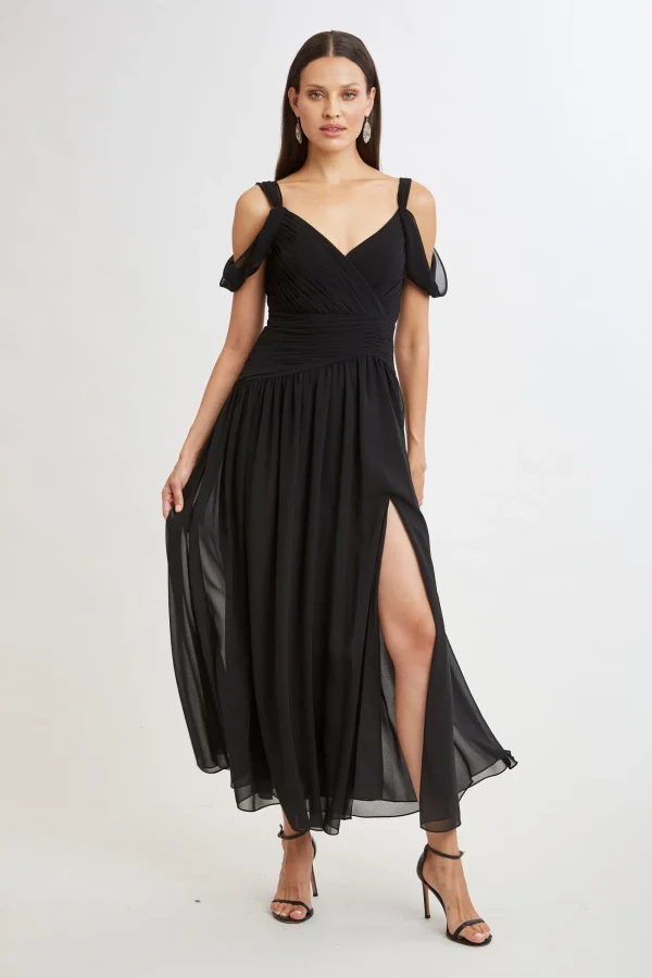 Elie Tahari Dresses & Jumpsuits | Maxi Dresses-Georgette Cold Shoulder Gown
