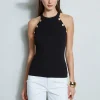 Elie Tahari Tops & Sweaters-Halter Button Rib Tank