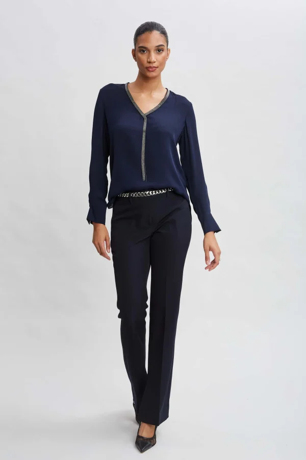 Elie Tahari Bottoms-Inseam Slit Flare Pant