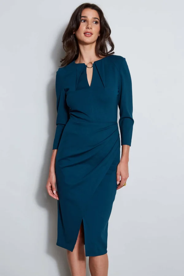 Elie Tahari Dresses & Jumpsuits | Long Sleeve Dresses-Keyhole Ring Wrap Dress