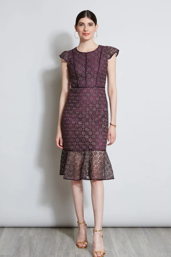 Elie Tahari Dresses & Jumpsuits | Midi Dresses-Lace Flutter Sleeve Dress