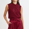 Elie Tahari Tops & Sweaters-Lace Insert Crinkle Silk Chiffon Shirt