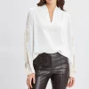 Elie Tahari Tops & Sweaters-Lace Sleeve Silk Shirt