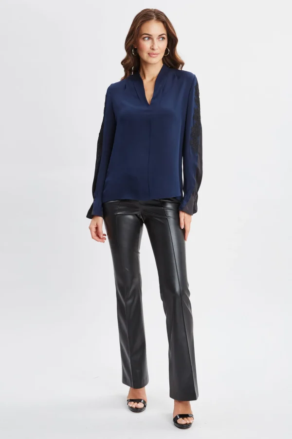 Elie Tahari Tops & Sweaters-Lace Sleeve Silk Shirt