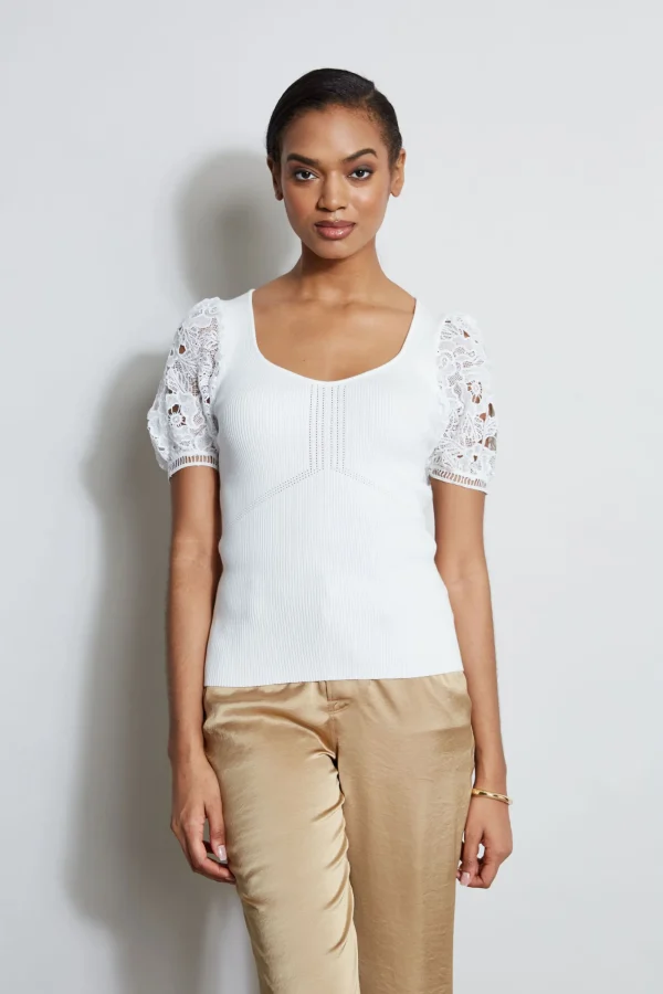 Elie Tahari Tops & Sweaters-Lace Sleeve Sweater