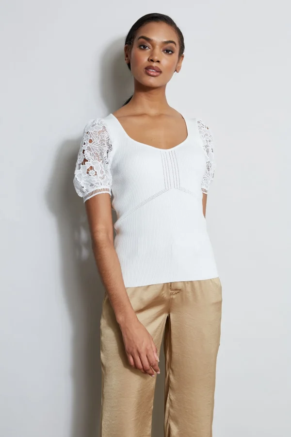 Elie Tahari Tops & Sweaters-Lace Sleeve Sweater