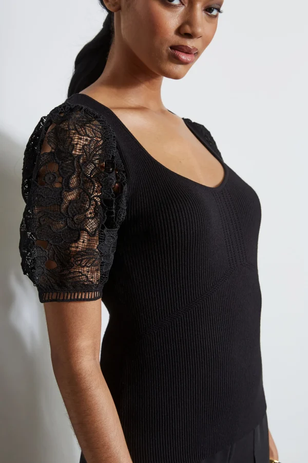 Elie Tahari Tops & Sweaters-Lace Sleeve Sweater