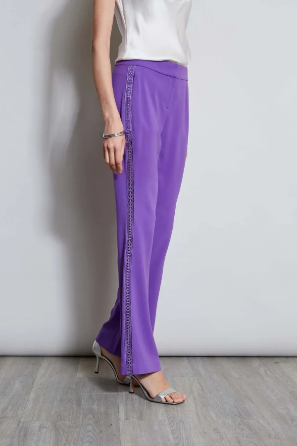 Elie Tahari Bottoms-Lace Trim Fit & Flare Pant