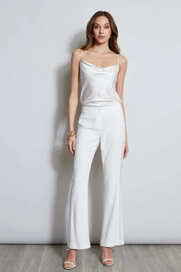 Elie Tahari Bottoms-Lace Trim Fit & Flare Pant