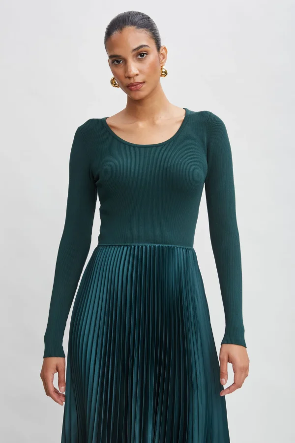 Elie Tahari Dresses & Jumpsuits | Long Sleeve Dresses-Long Sleeve Knit Pleated Dress