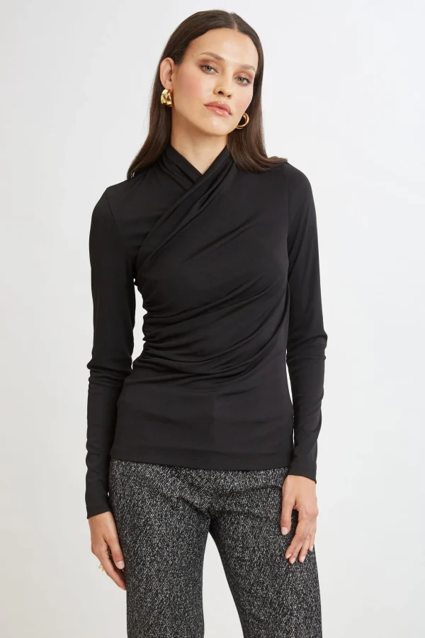 Elie Tahari Tops & Sweaters-Long Sleeve Ruched Draped Knit