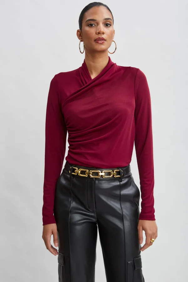 Elie Tahari Tops & Sweaters-Long Sleeve Ruched Draped Knit