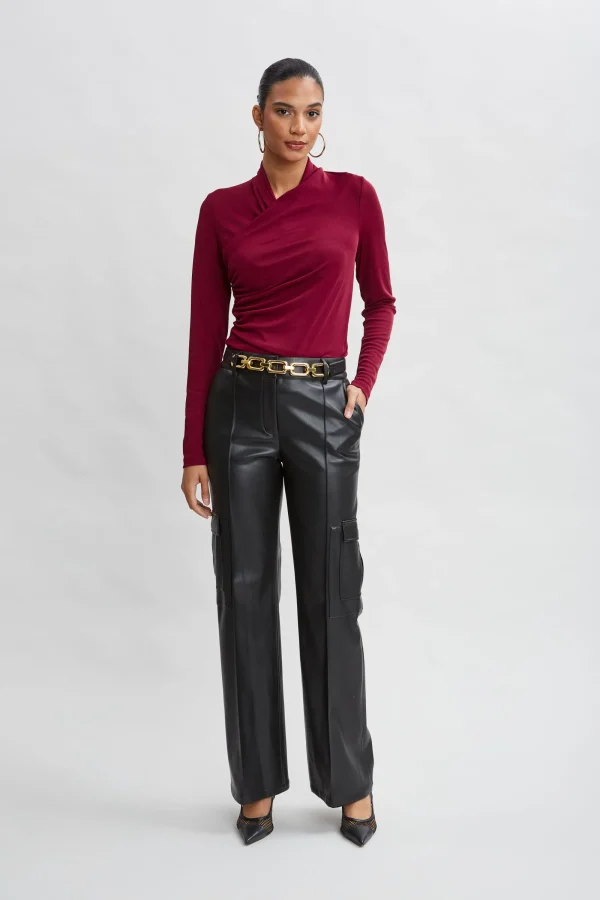 Elie Tahari Tops & Sweaters-Long Sleeve Ruched Draped Knit