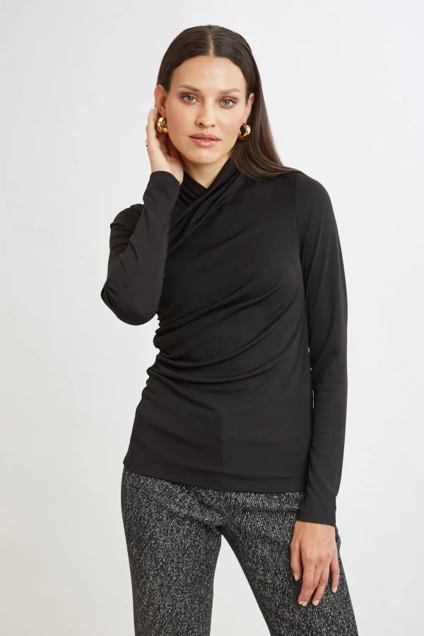 Elie Tahari Tops & Sweaters-Long Sleeve Ruched Draped Knit