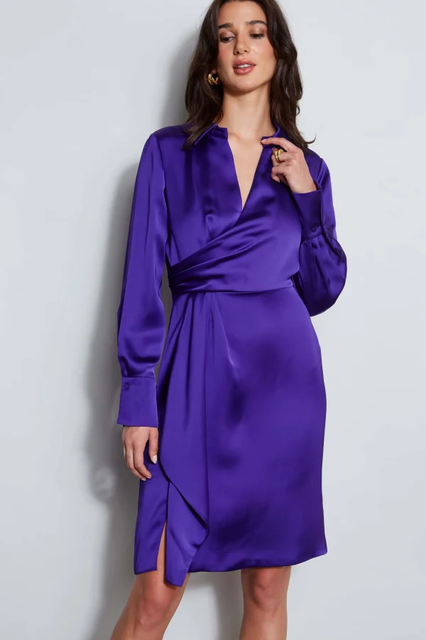 Elie Tahari Dresses & Jumpsuits | Long Sleeve Dresses-Long Sleeve Satin Wrap Dress