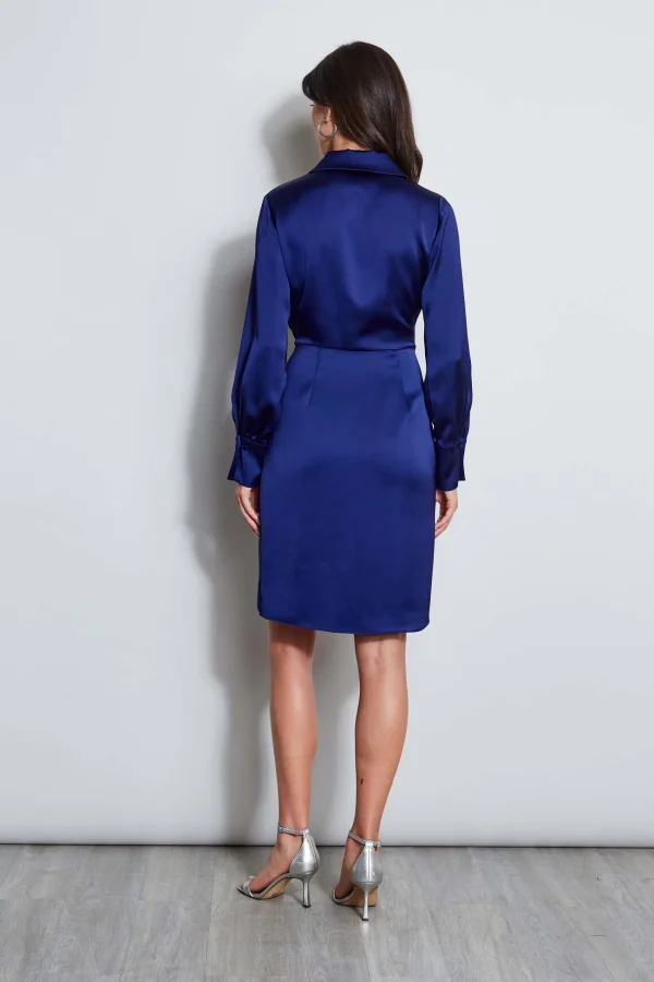 Elie Tahari Dresses & Jumpsuits | Short Sleeve Dresses-Long Sleeve Satin Wrap Dress