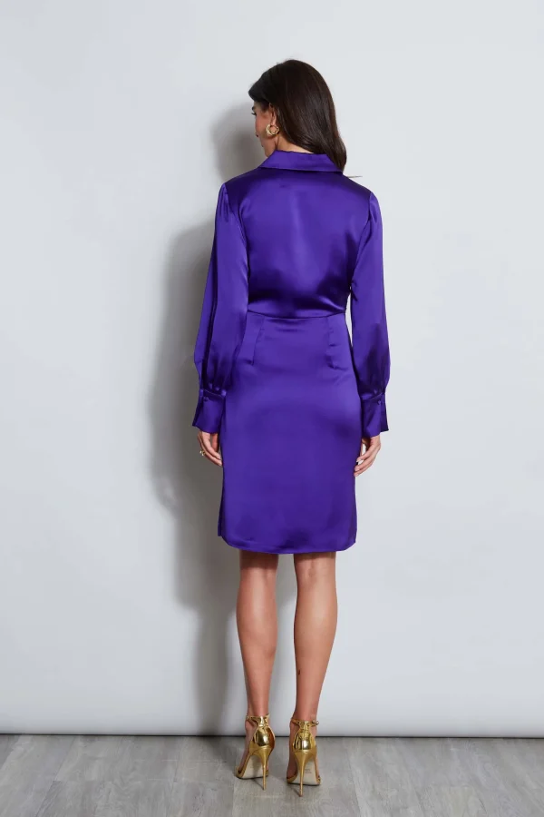 Elie Tahari Dresses & Jumpsuits | Long Sleeve Dresses-Long Sleeve Satin Wrap Dress