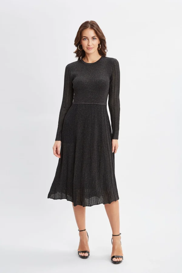 Elie Tahari Dresses & Jumpsuits-Lurex Flare Sweater Dress