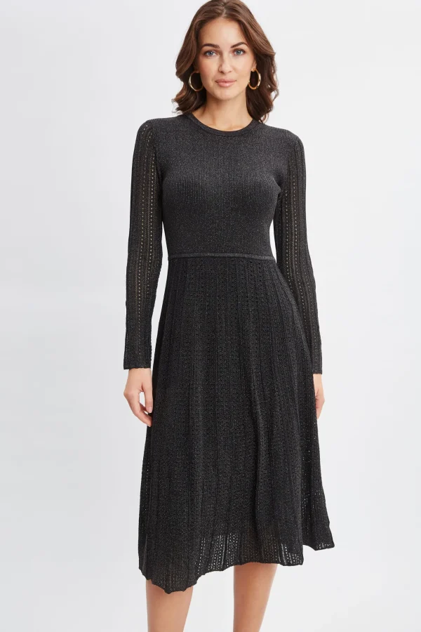 Elie Tahari Dresses & Jumpsuits-Lurex Flare Sweater Dress