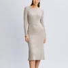 Elie Tahari Dresses & Jumpsuits-Metallic Belted Sweater Dress