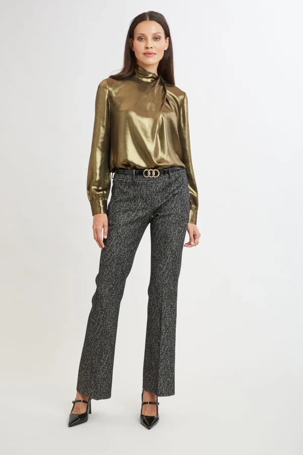 Elie Tahari Tops & Sweaters-Metallic Draped Neck Shirt