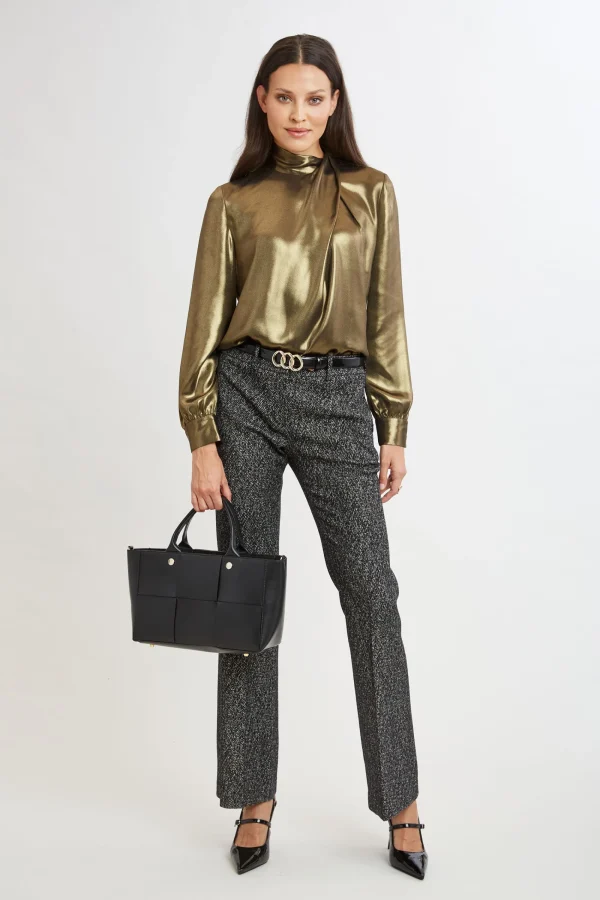 Elie Tahari Tops & Sweaters-Metallic Draped Neck Shirt