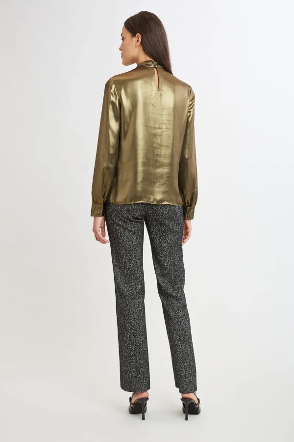 Elie Tahari Tops & Sweaters-Metallic Draped Neck Shirt