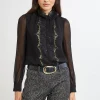 Elie Tahari Tops & Sweaters | Suiting-Metallic Lace Trim Silk Shirt