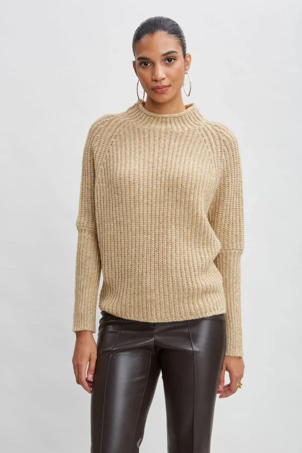 Elie Tahari Tops & Sweaters-Metallic Mock Neck Sweater